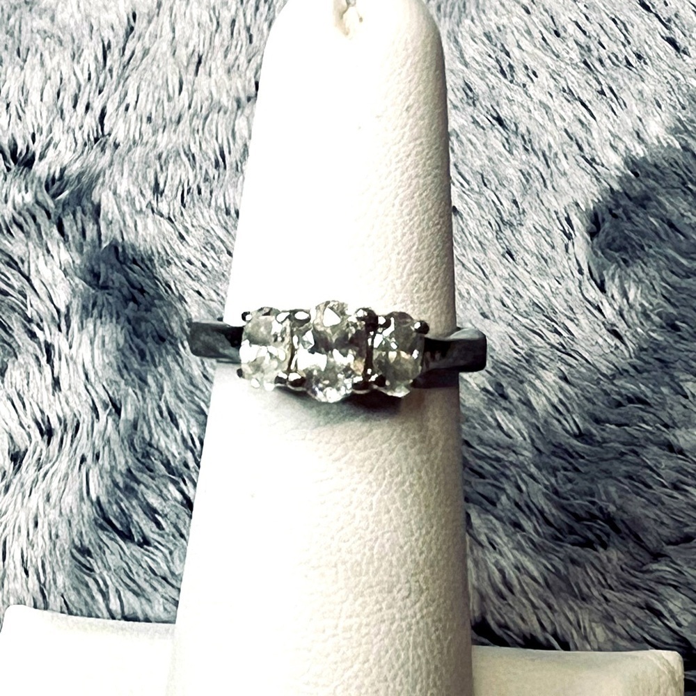 Antique Rhinestone Art Deco Trilogy Ring Size 5
